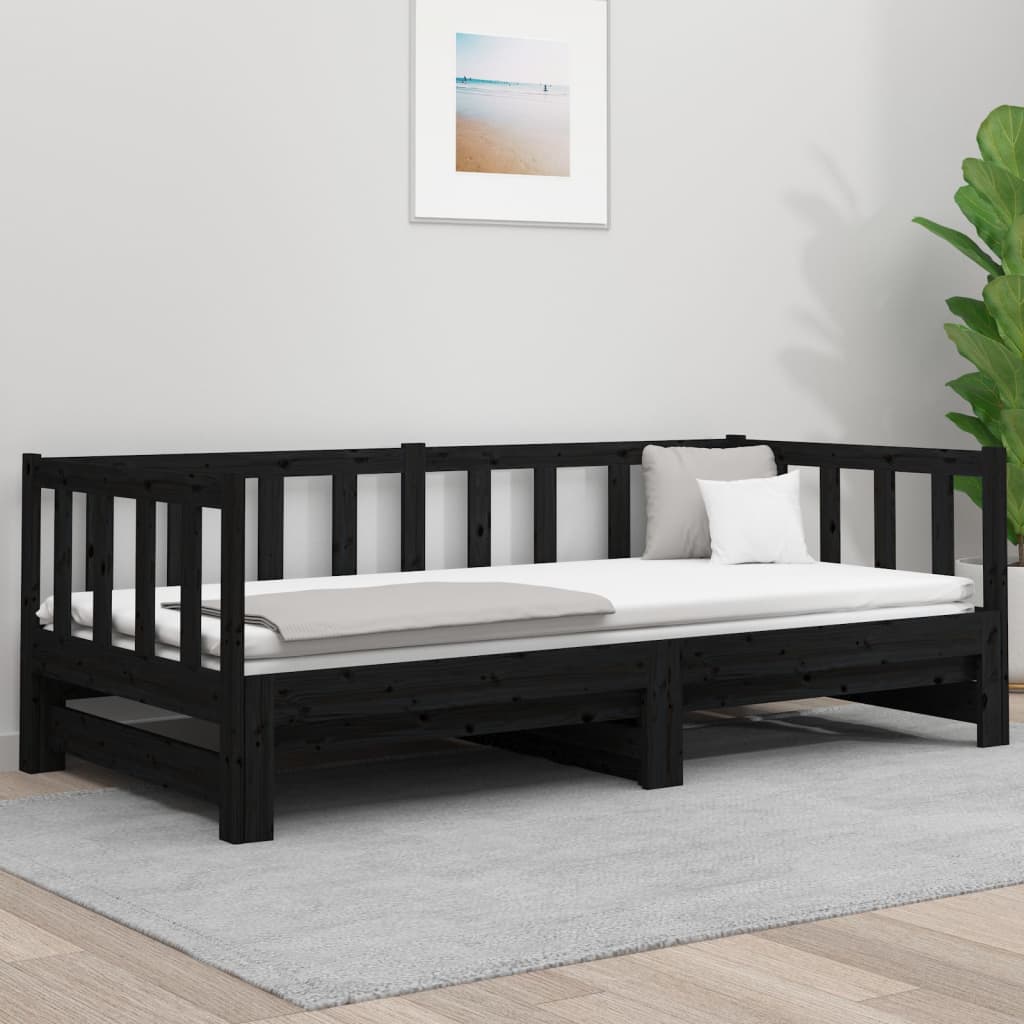 vidaXL Sofá cama extraíble sin colchón negro 2x(90x190) cm