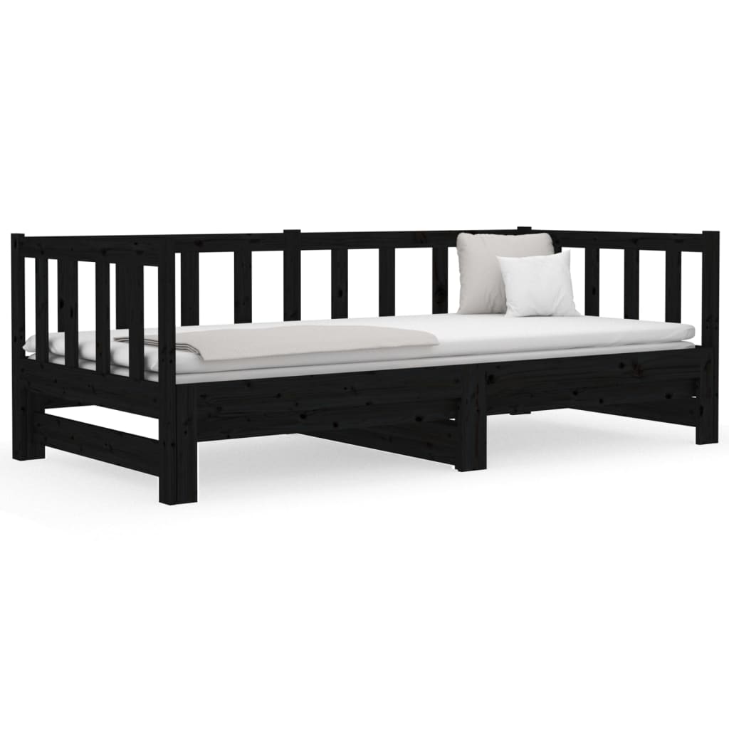 vidaXL Sofá cama extraíble sin colchón negro 2x(90x190) cm