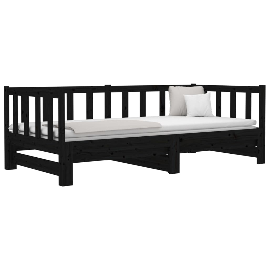 vidaXL Sofá cama extraíble sin colchón negro 2x(90x190) cm