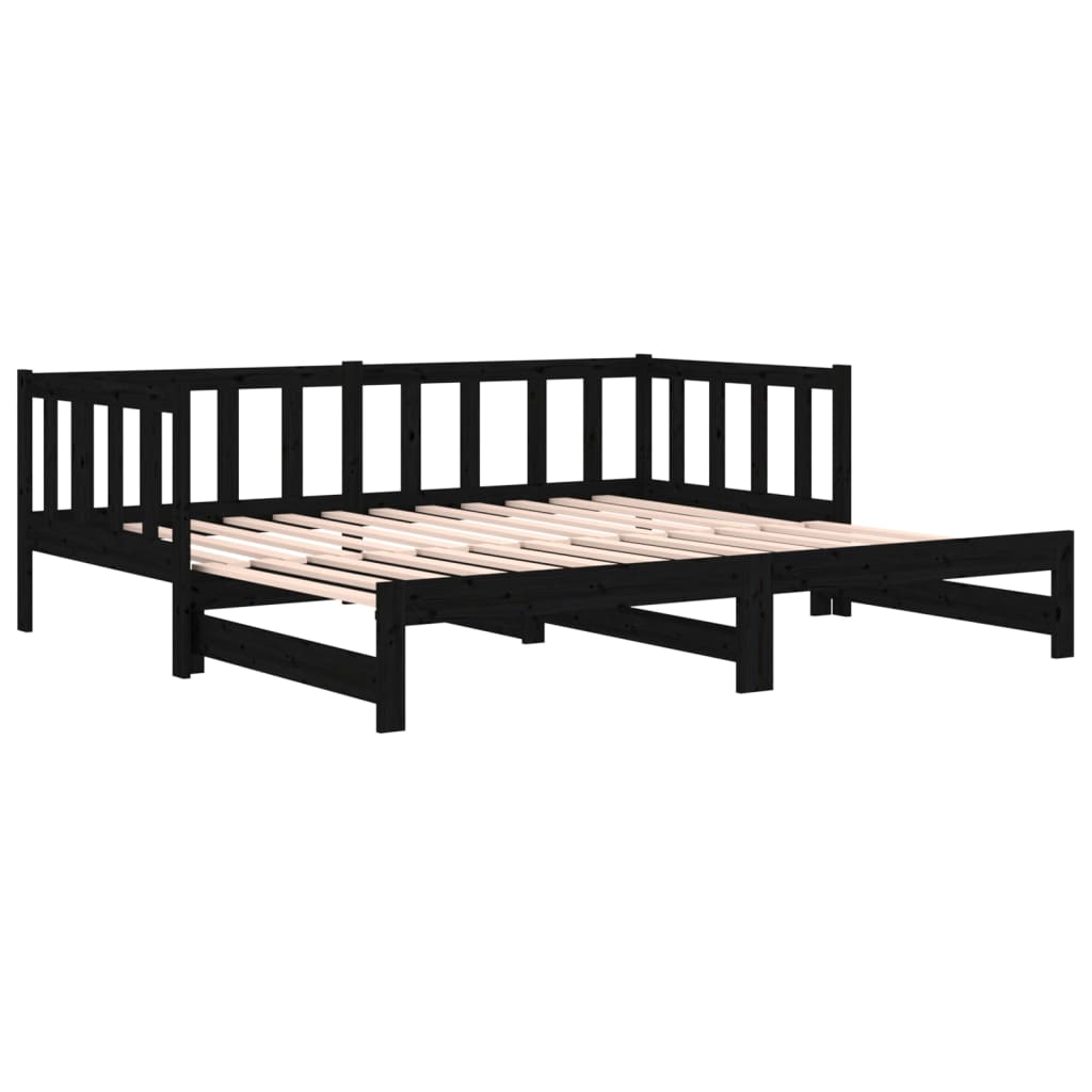 vidaXL Sofá cama extraíble sin colchón negro 2x(90x190) cm