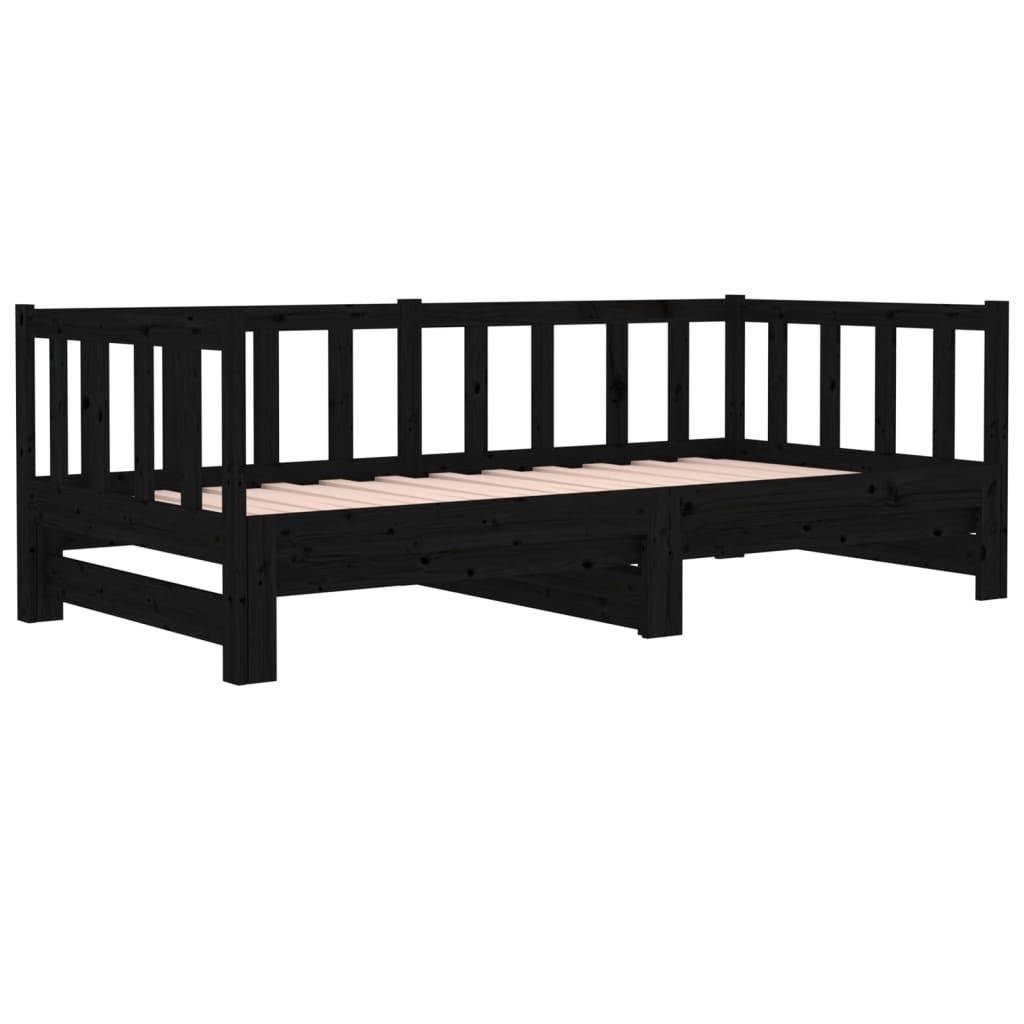 vidaXL Sofá cama extraíble sin colchón negro 2x(90x190) cm