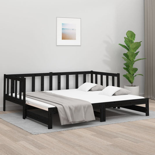 vidaXL Sofá cama extraíble sin colchón negro 2x(90x190) cm