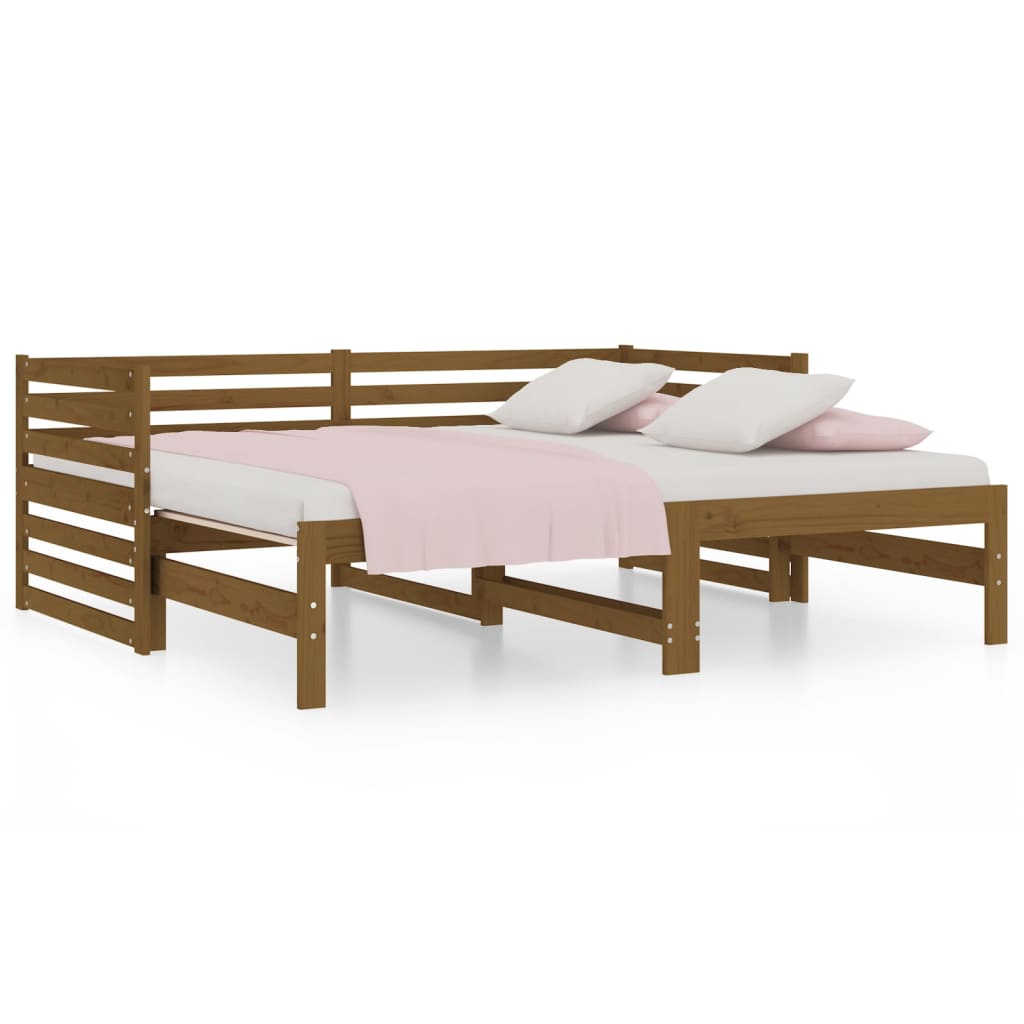 vidaXL Sofá cama extraíble sin colchón marrón miel 2x(90x190) cm