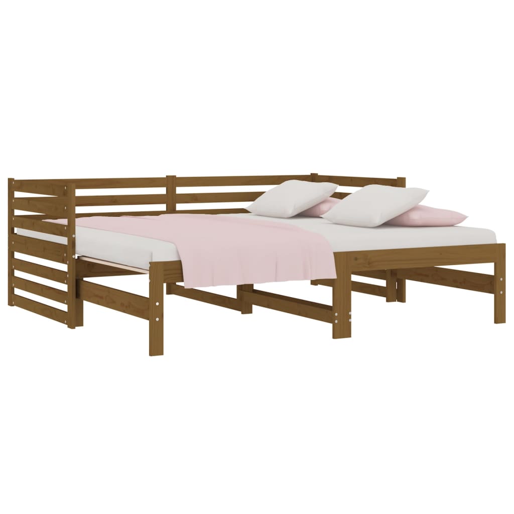 vidaXL Sofá cama extraíble sin colchón marrón miel 2x(90x190) cm