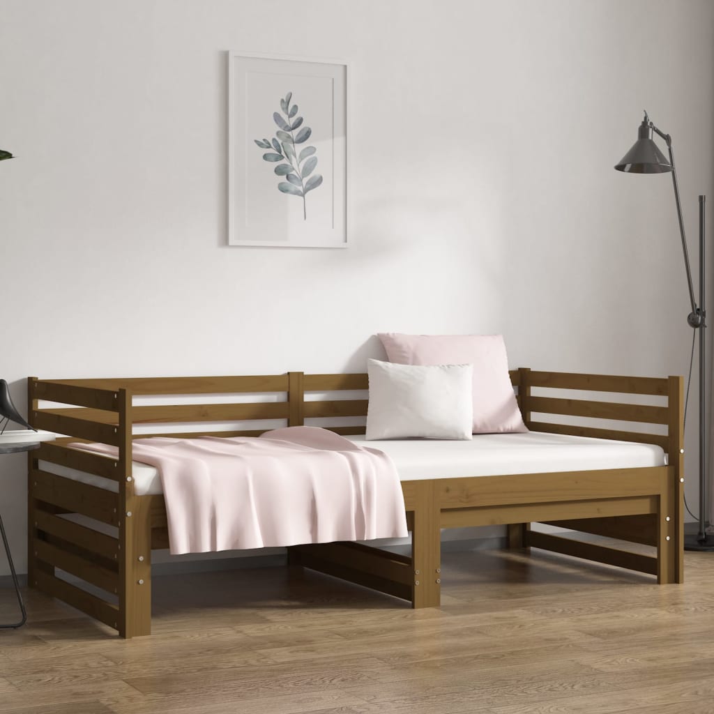 vidaXL Sofá cama extraíble sin colchón marrón miel 2x(90x190) cm