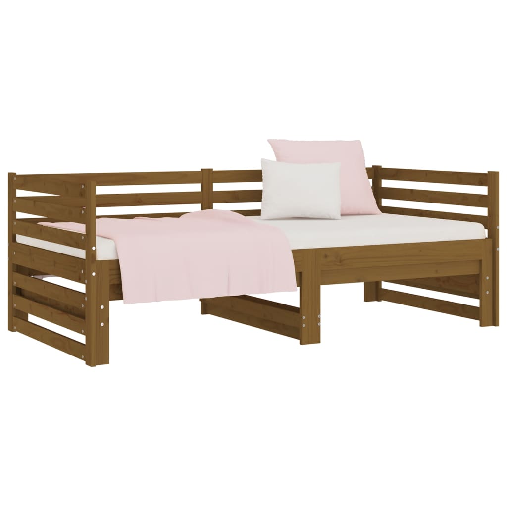 vidaXL Sofá cama extraíble sin colchón marrón miel 2x(90x190) cm