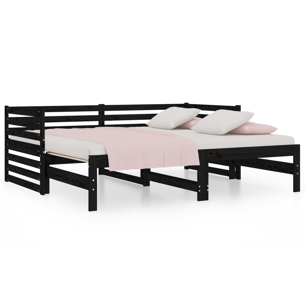 vidaXL Sofá cama extraíble sin colchón negro 2x(80x200) cm