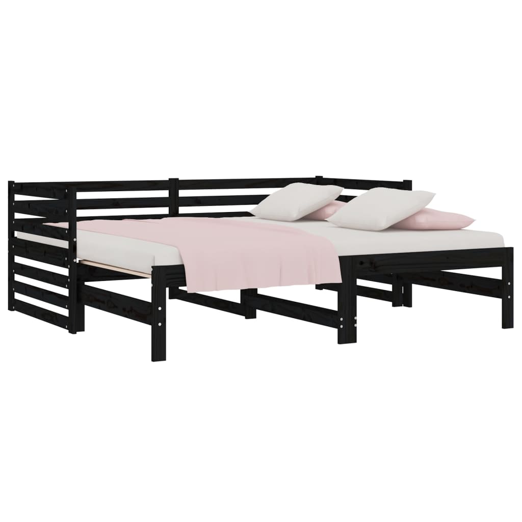 vidaXL Sofá cama extraíble sin colchón negro 2x(80x200) cm