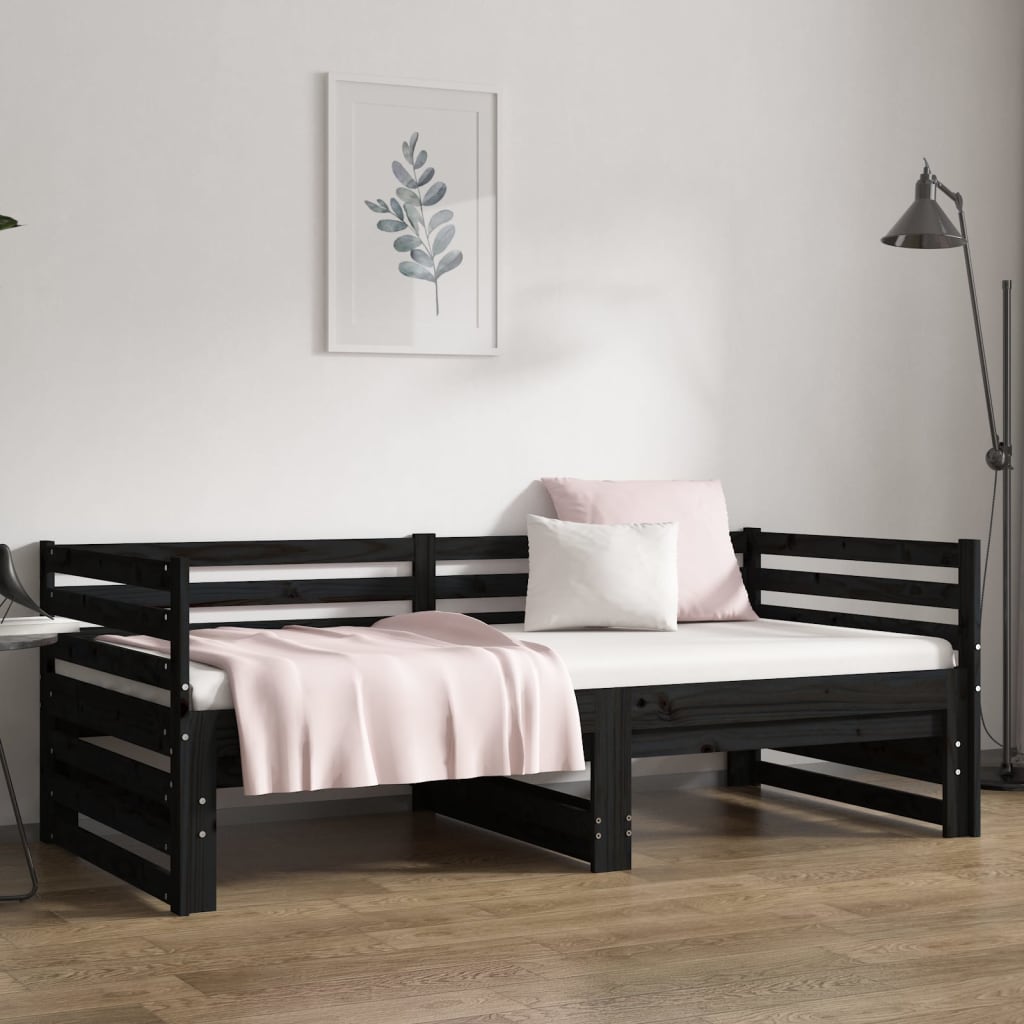 vidaXL Sofá cama extraíble sin colchón negro 2x(80x200) cm