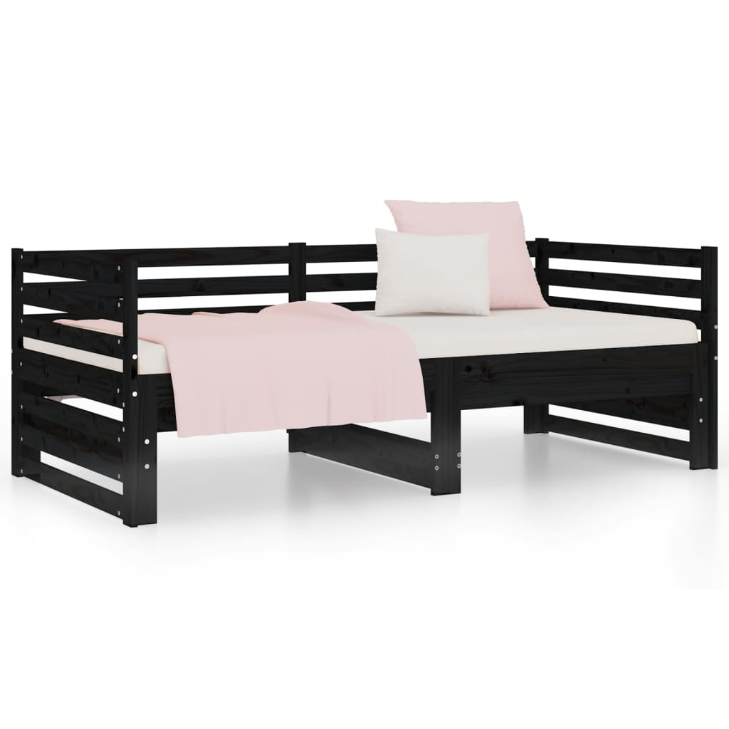 vidaXL Sofá cama extraíble sin colchón negro 2x(80x200) cm