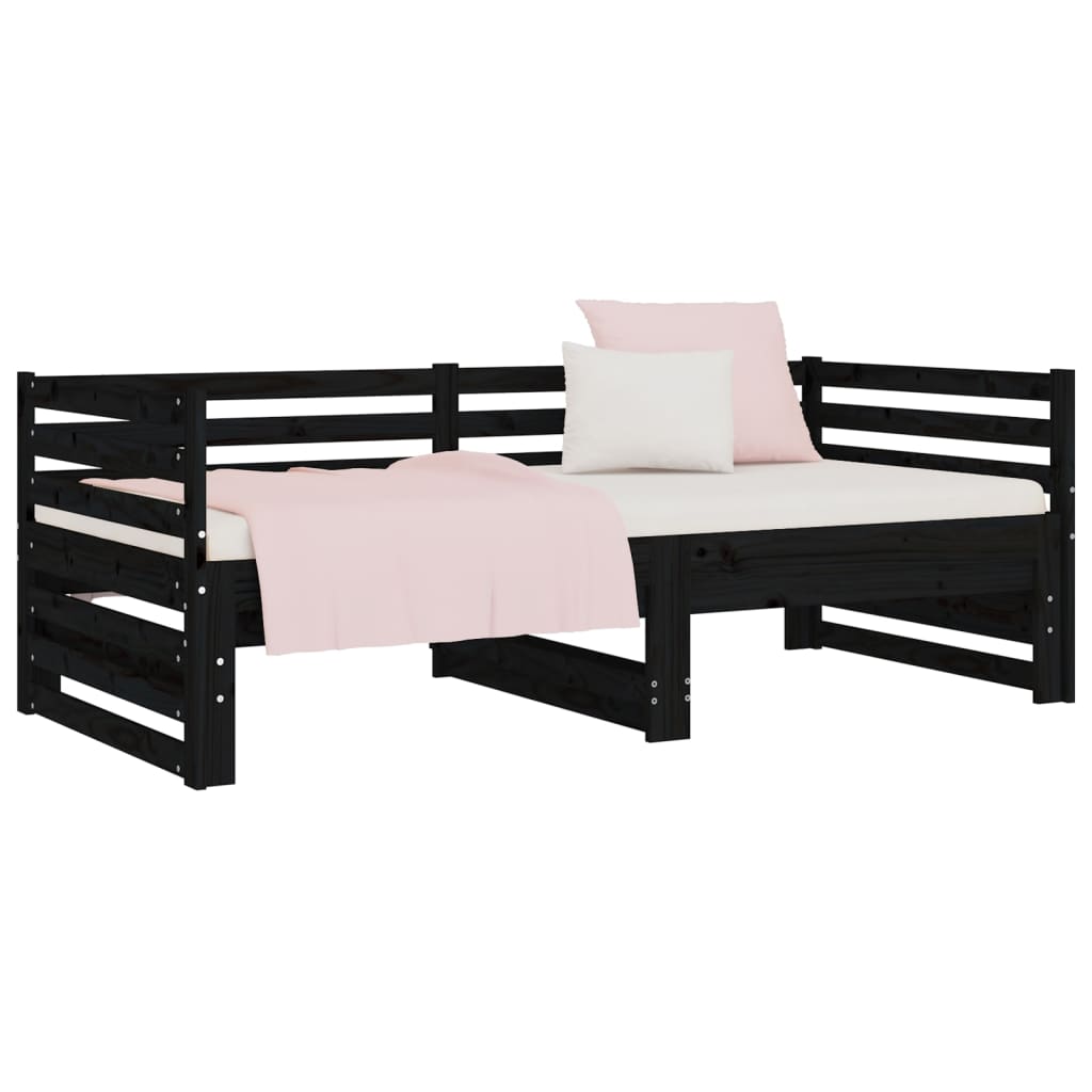 vidaXL Sofá cama extraíble sin colchón negro 2x(80x200) cm