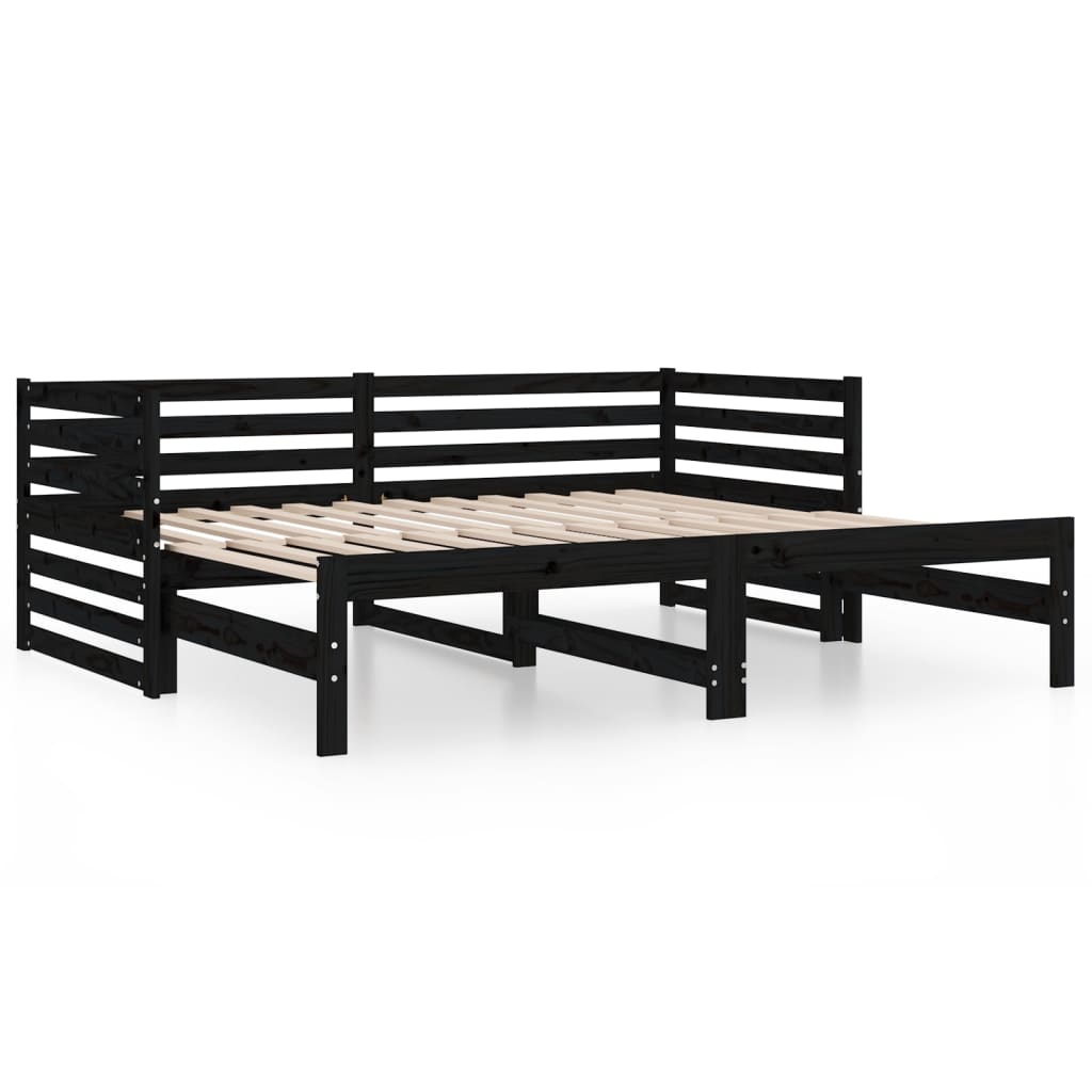 vidaXL Sofá cama extraíble sin colchón negro 2x(80x200) cm