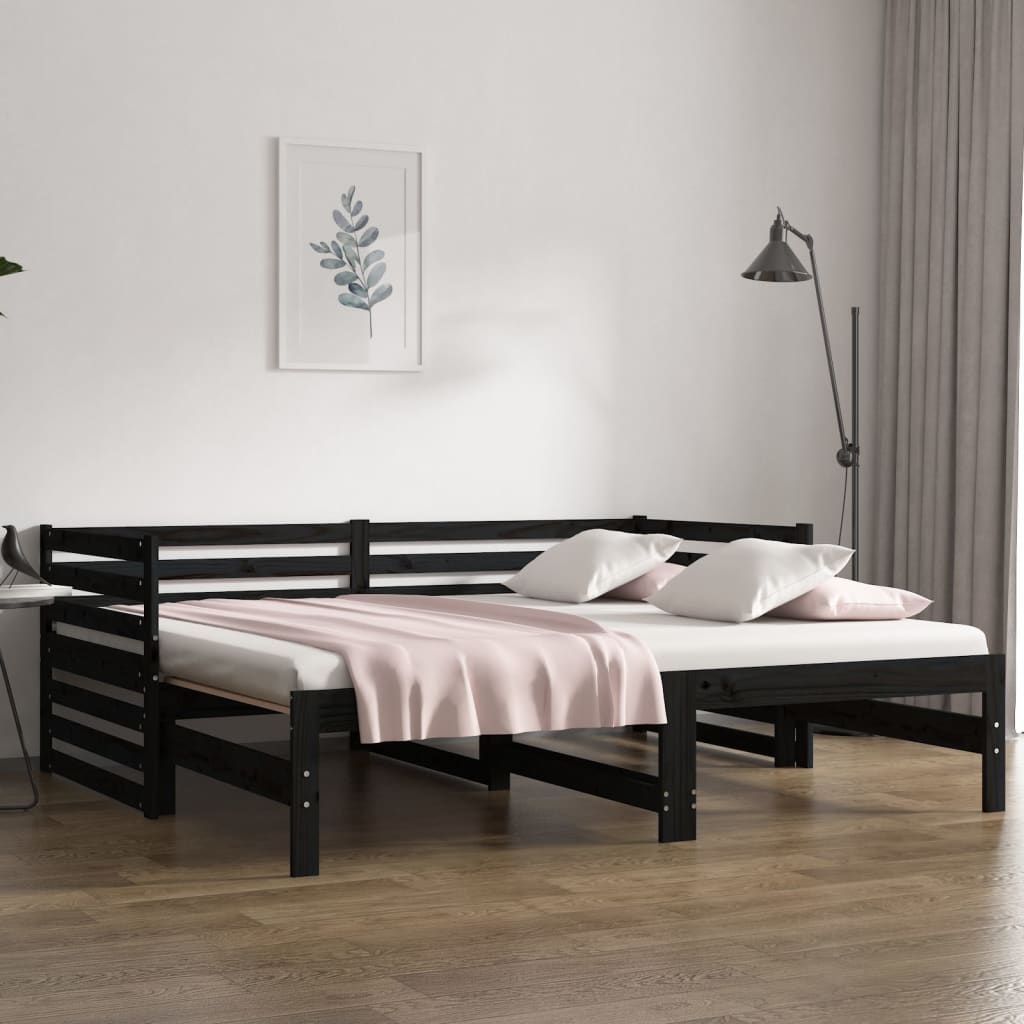 vidaXL Sofá cama extraíble sin colchón negro 2x(80x200) cm