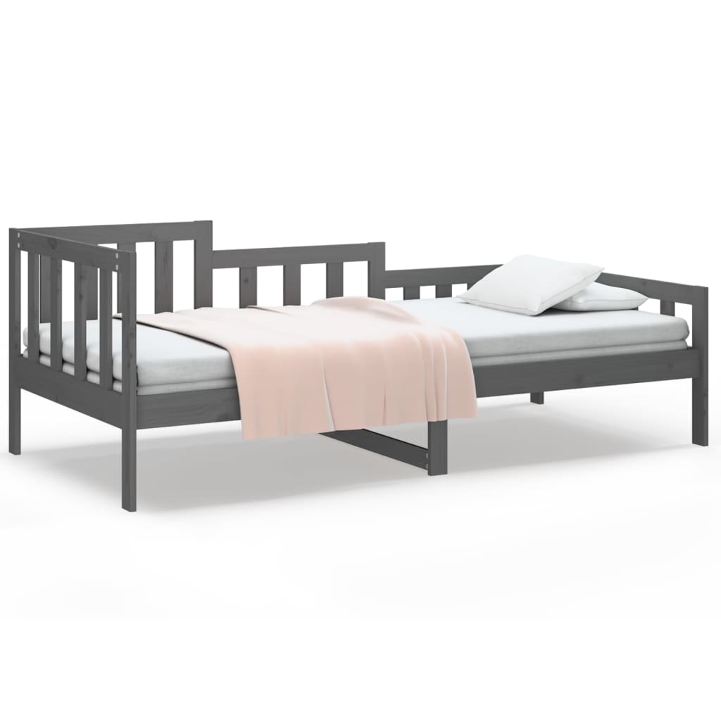 vidaXL Sofá cama madera maciza de pino gris 90x200 cm