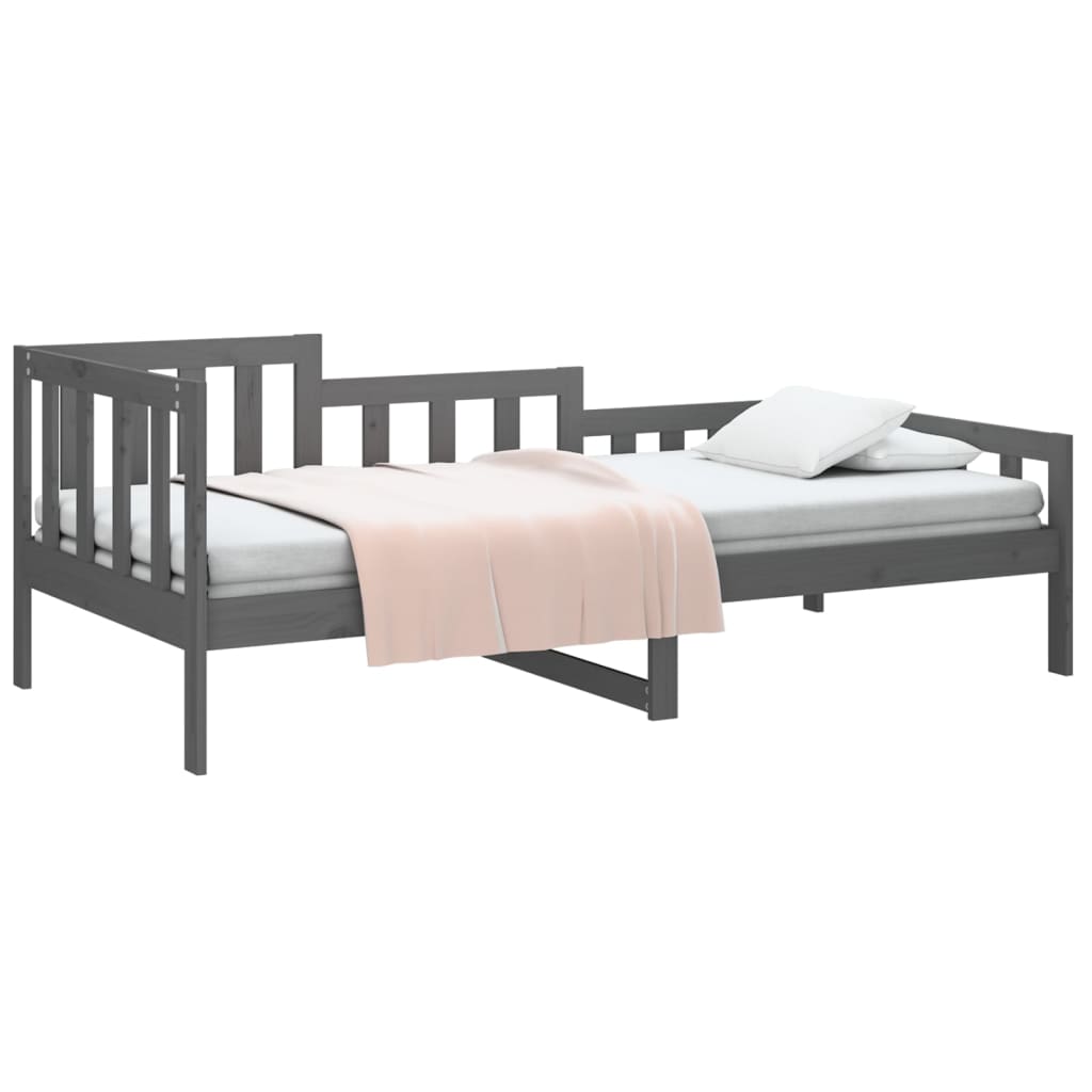 vidaXL Sofá cama madera maciza de pino gris 90x200 cm