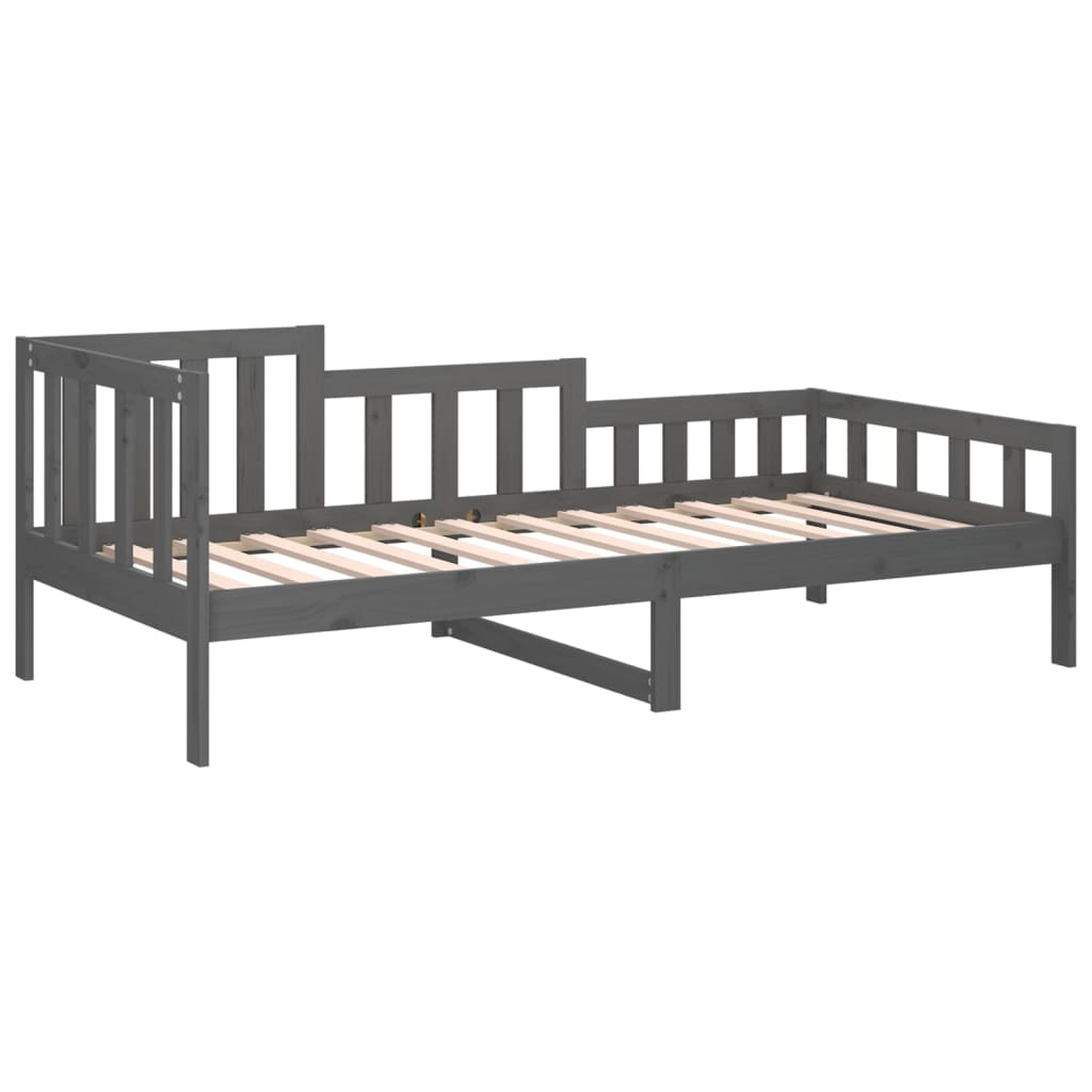 vidaXL Sofá cama madera maciza de pino gris 90x200 cm