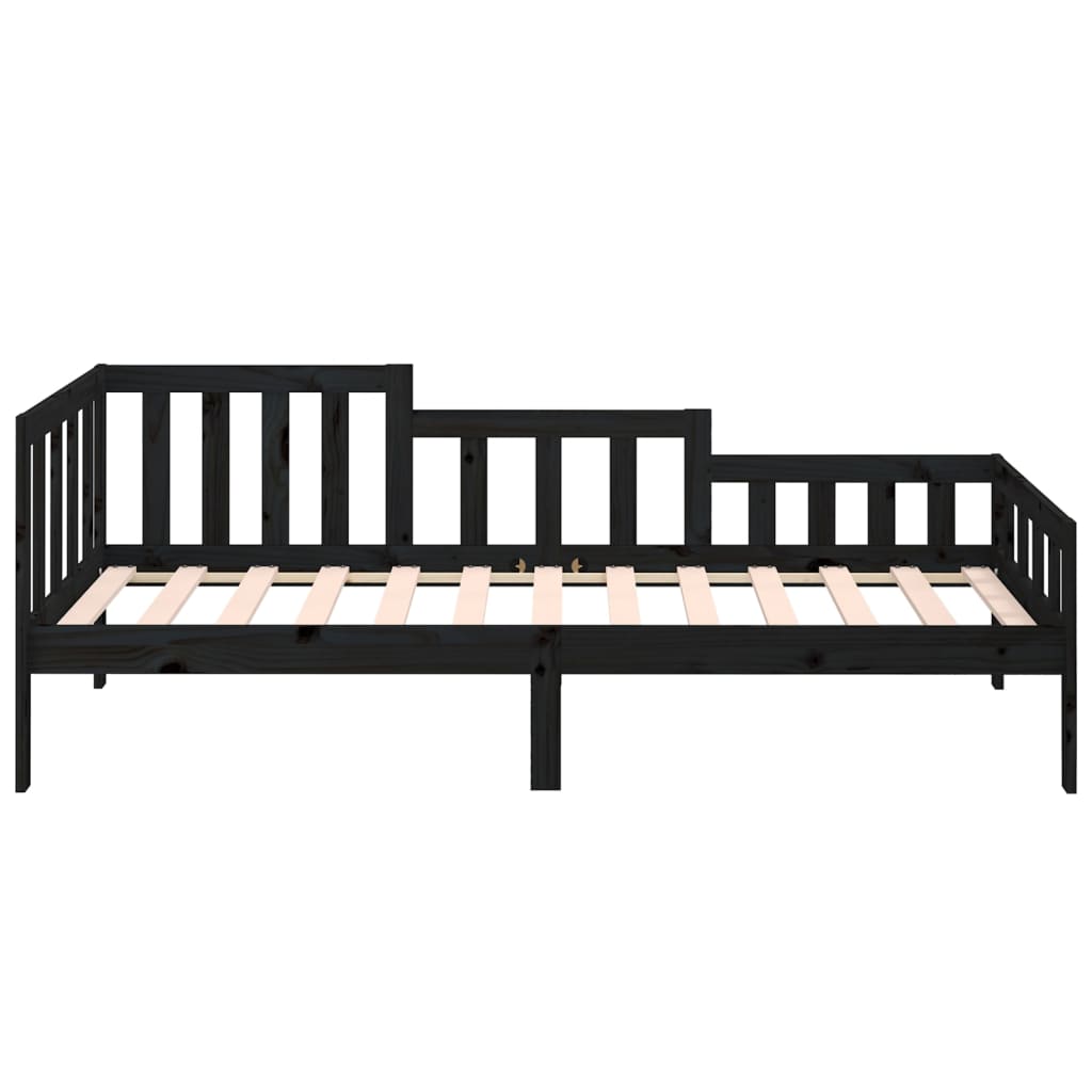 vidaXL Sofá cama madera maciza de pino negro 90x200 cm