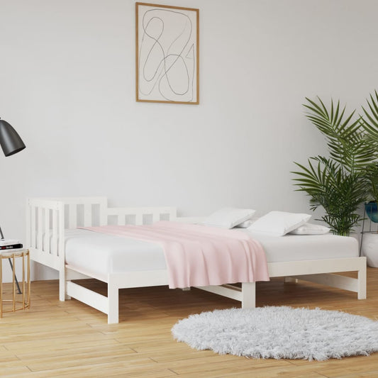 vidaXL Sofá cama extraíble madera maciza de pino blanco 2x(80x200) cm