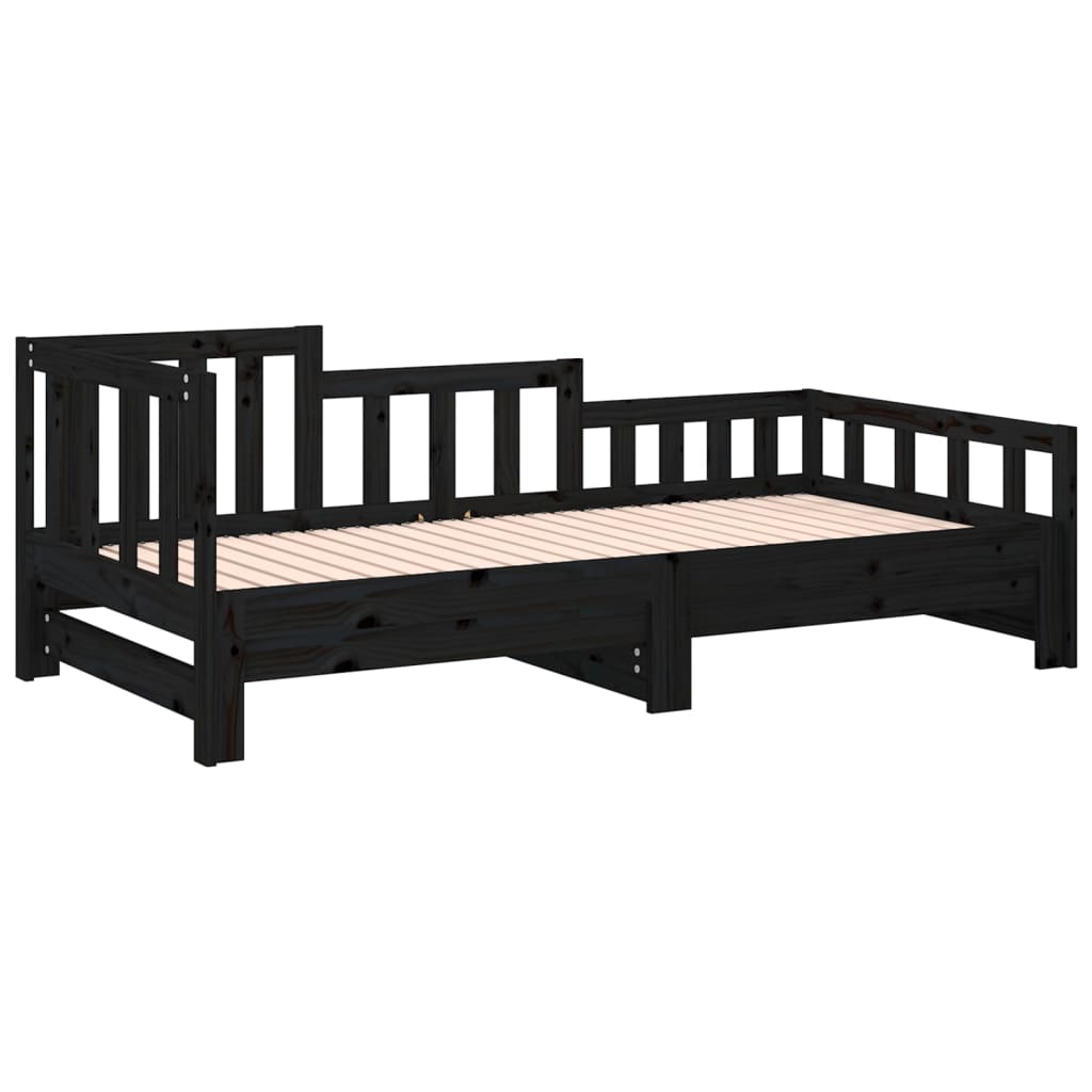 vidaXL Sofá cama extraíble madera maciza de pino negro 2x(80x200) cm