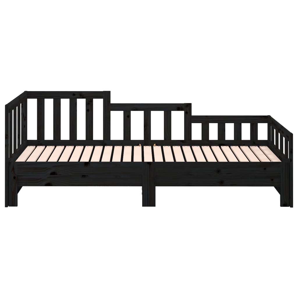 vidaXL Sofá cama extraíble madera maciza de pino negro 2x(80x200) cm