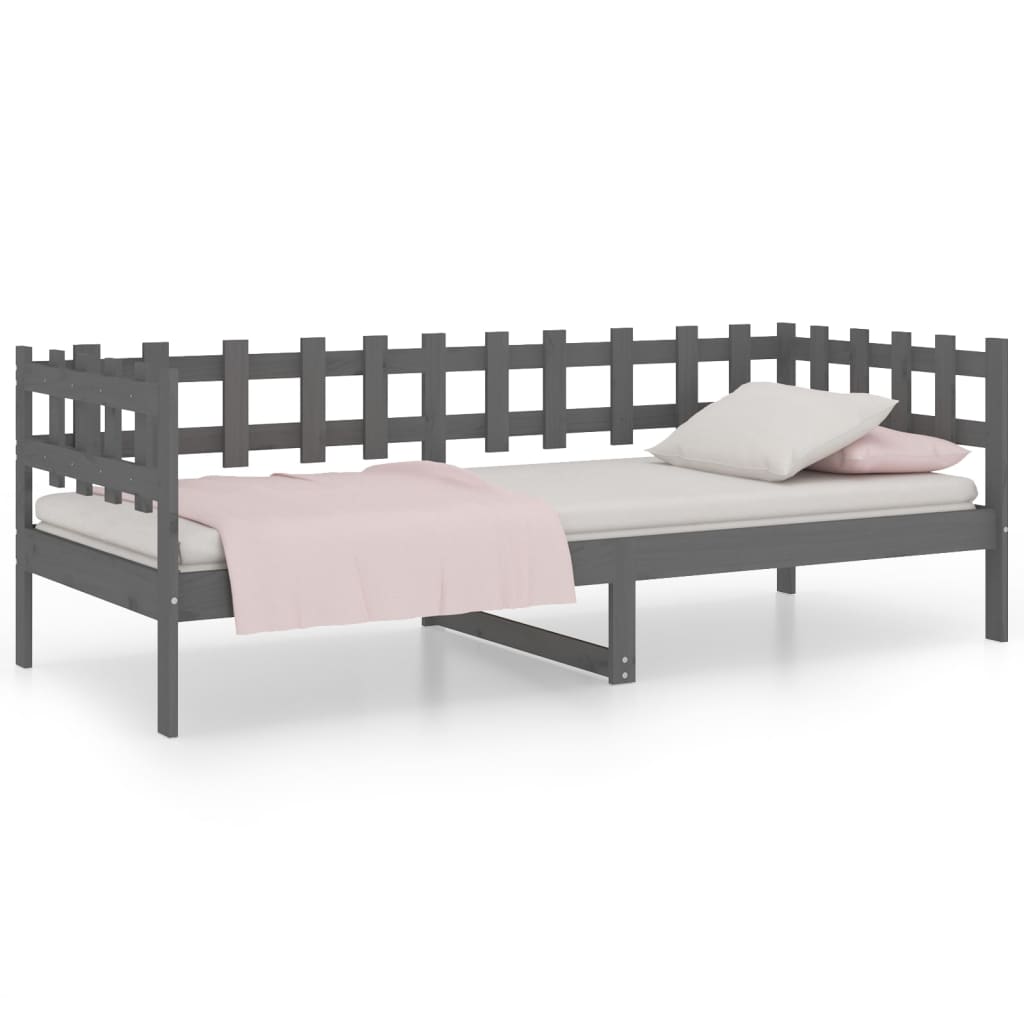 vidaXL Sofá cama sin colchón madera maciza de pino gris 80x200 cm