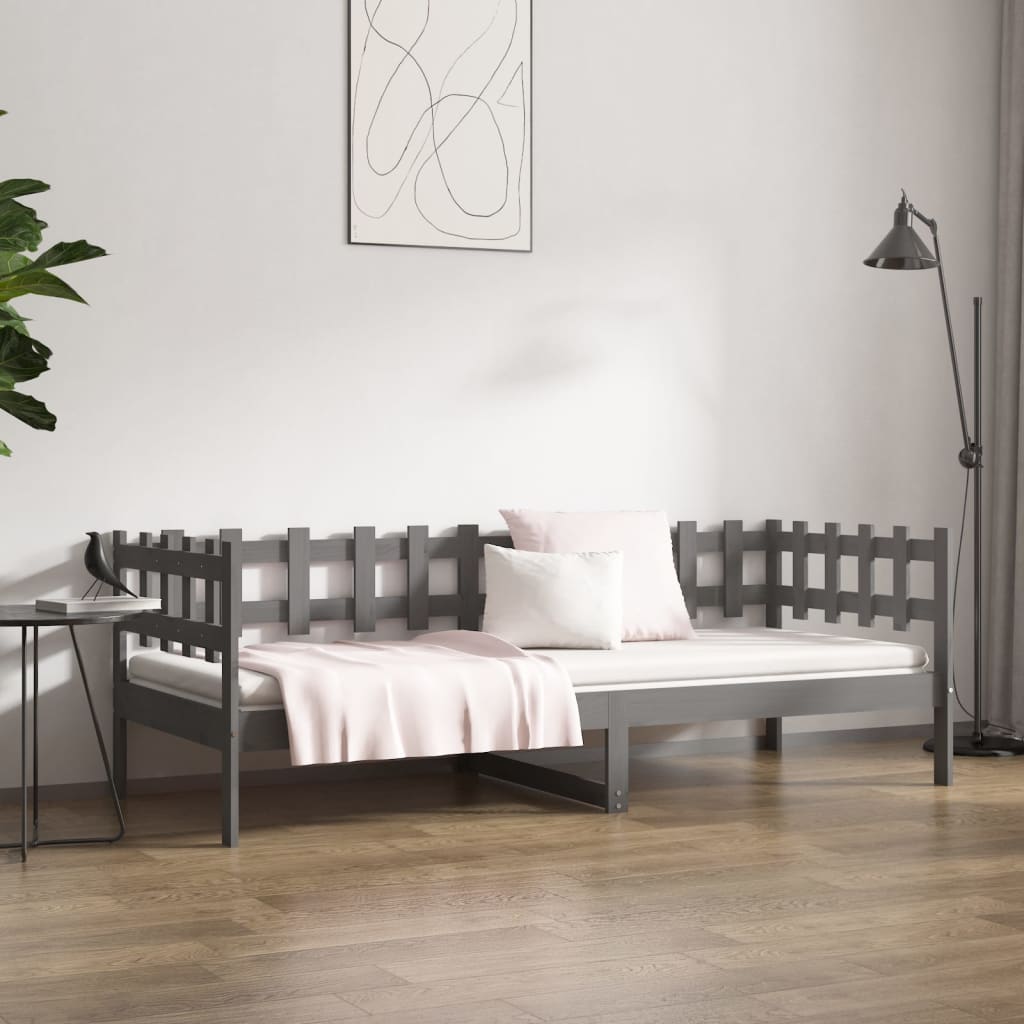 vidaXL Sofá cama sin colchón madera maciza de pino gris 80x200 cm