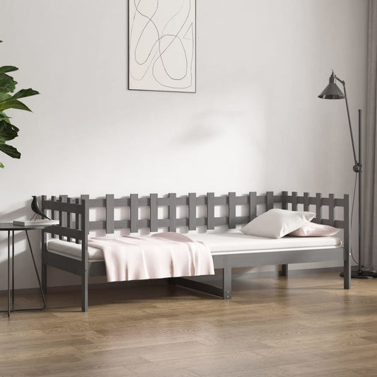 vidaXL Sofá cama sin colchón madera maciza de pino gris 80x200 cm