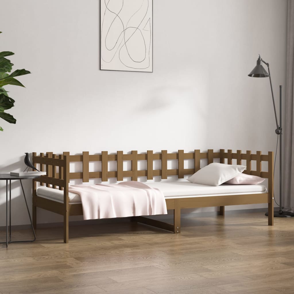 vidaXL Sofá cama sin colchón madera maciza pino marrón miel 80x200 cm