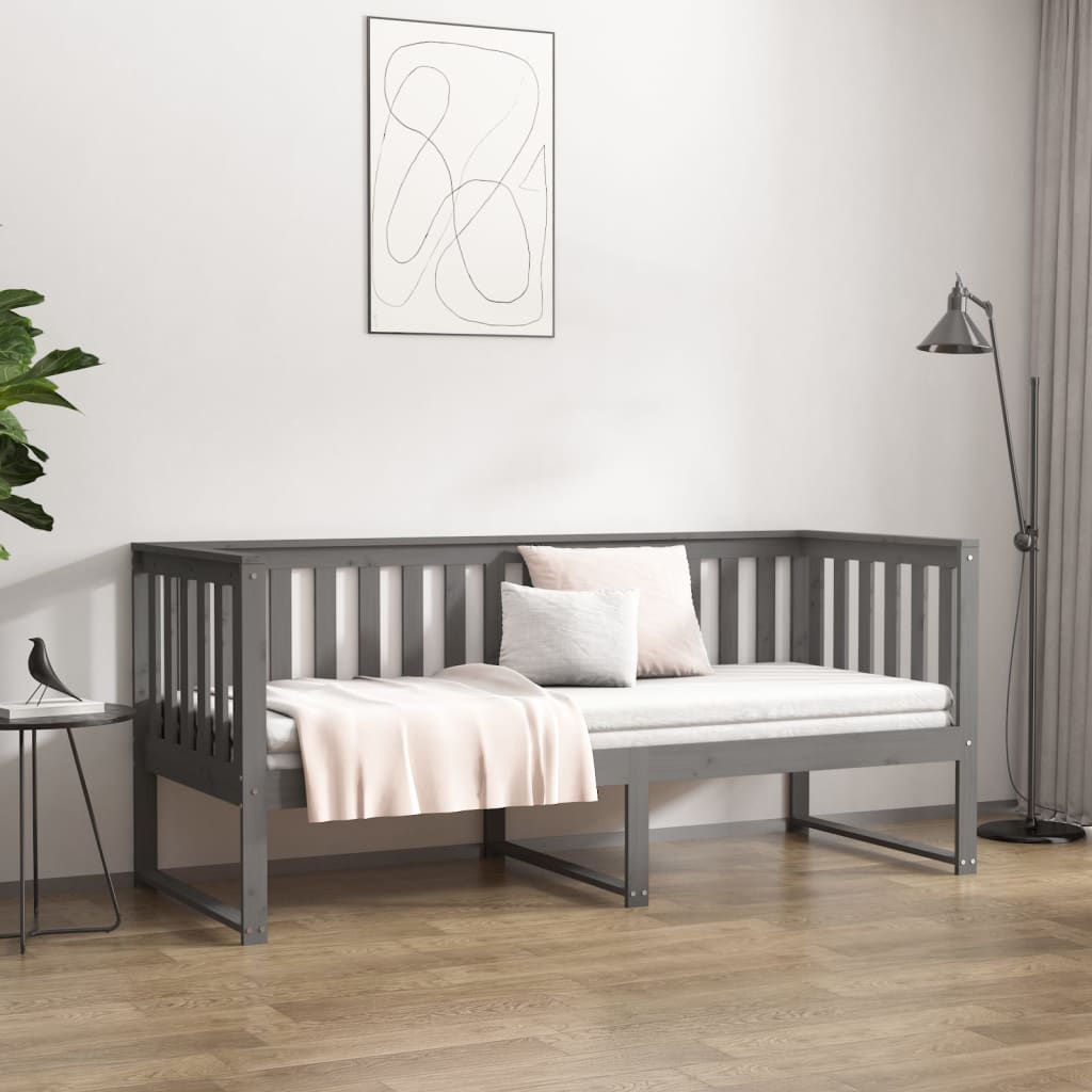 vidaXL Sofá cama sin colchón madera maciza de pino gris 80x200 cm