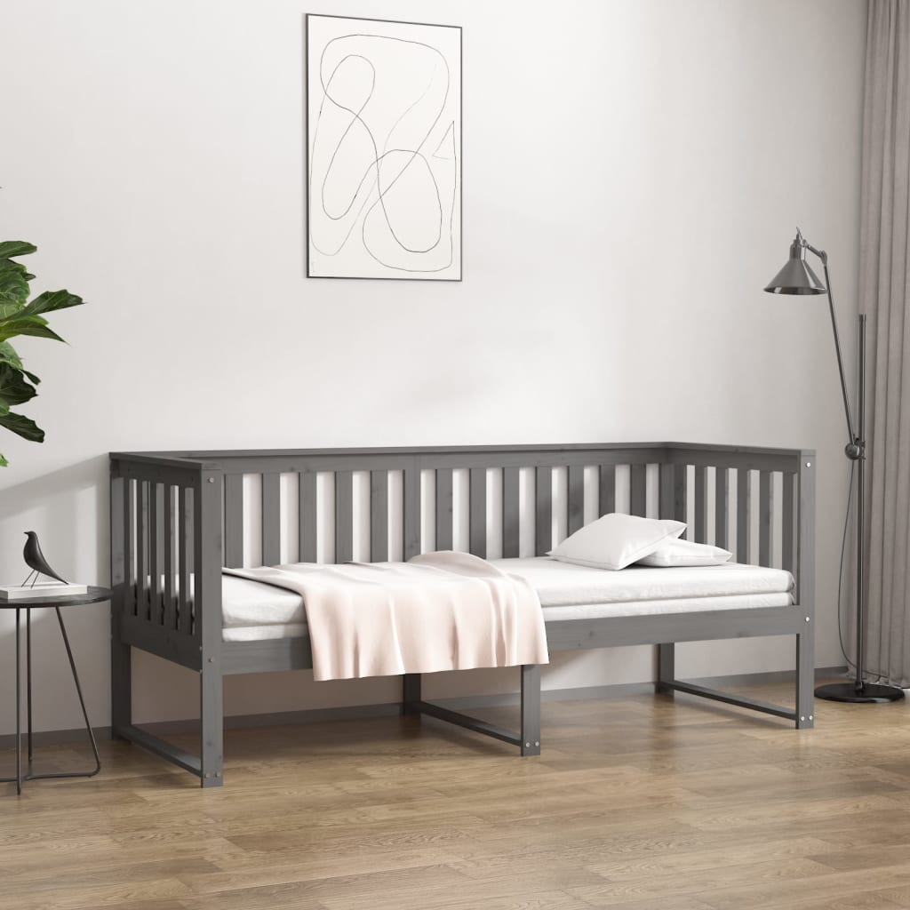 vidaXL Sofá cama sin colchón madera maciza de pino gris 80x200 cm