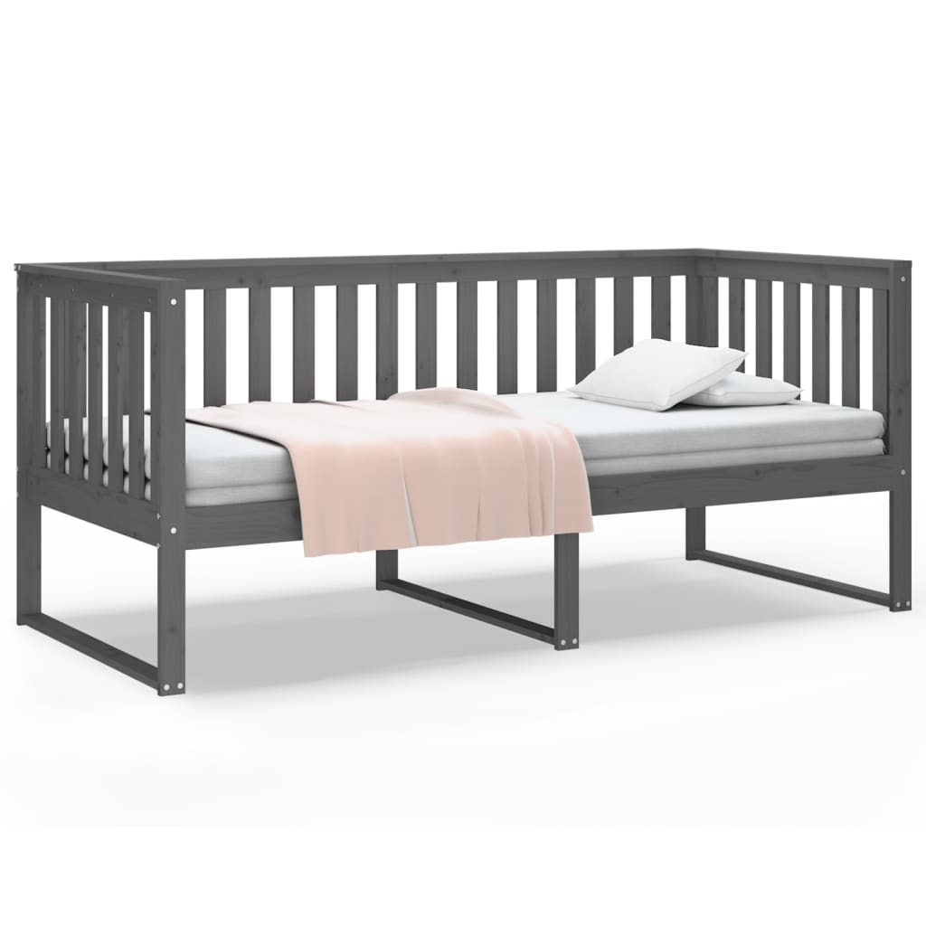 vidaXL Sofá cama sin colchón madera maciza de pino gris 90x190 cm