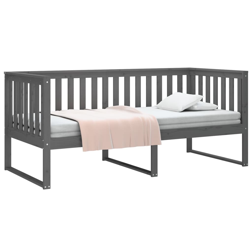 vidaXL Sofá cama sin colchón madera maciza de pino gris 90x190 cm