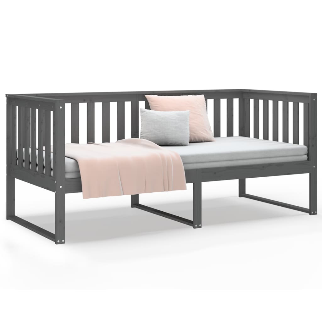 vidaXL Sofá cama sin colchón madera maciza de pino gris 90x190 cm