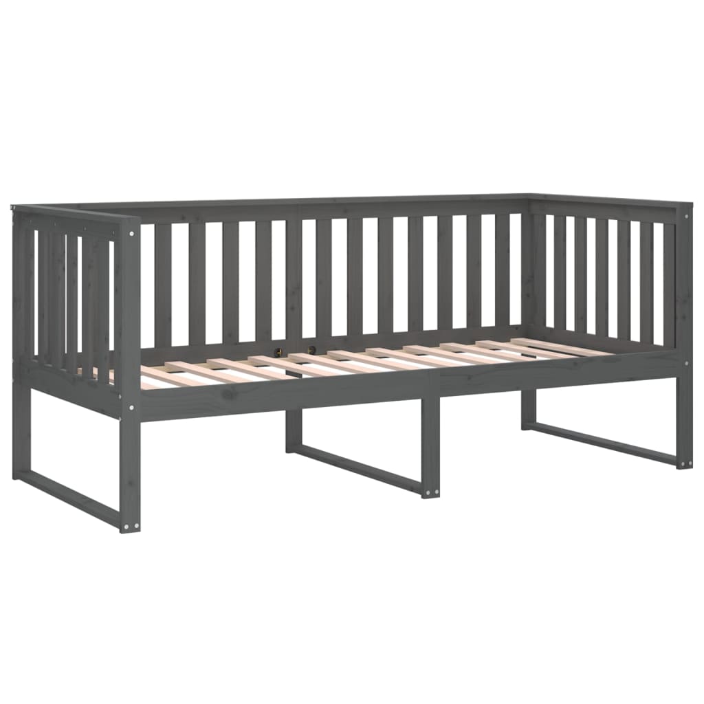 vidaXL Sofá cama sin colchón madera maciza de pino gris 90x190 cm