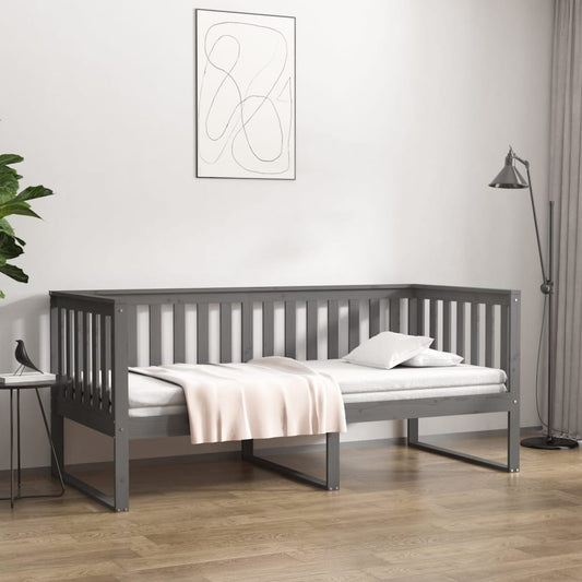 vidaXL Sofá cama sin colchón madera maciza de pino gris 90x190 cm