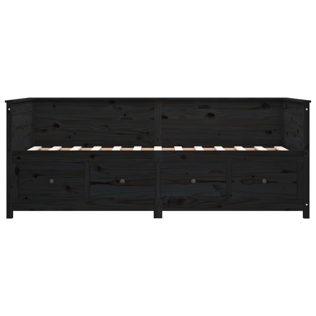 vidaXL Sofá cama madera maciza de pino negro 90x200 cm