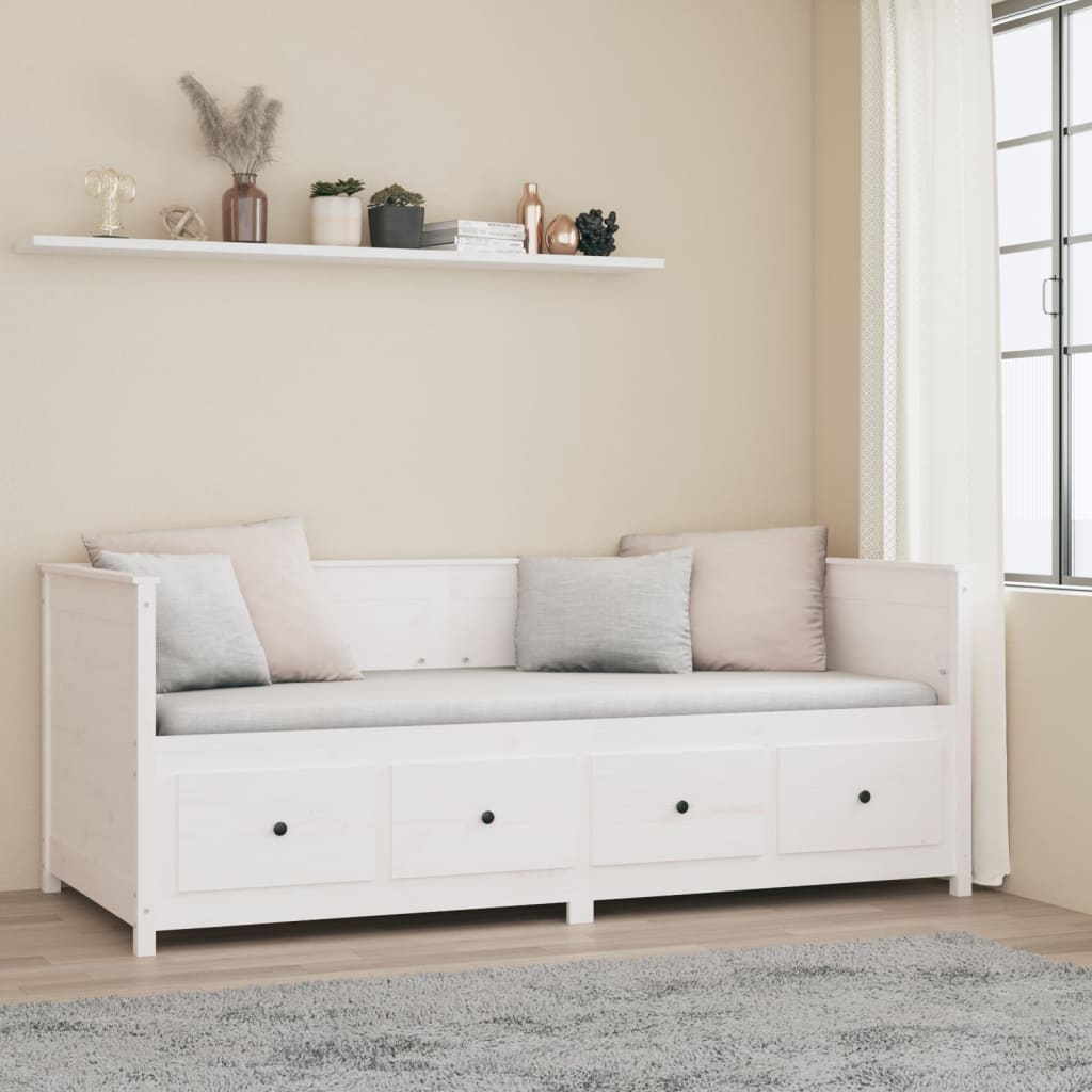 vidaXL Sofá cama sin colchón madera maciza de pino blanco 80x200 cm