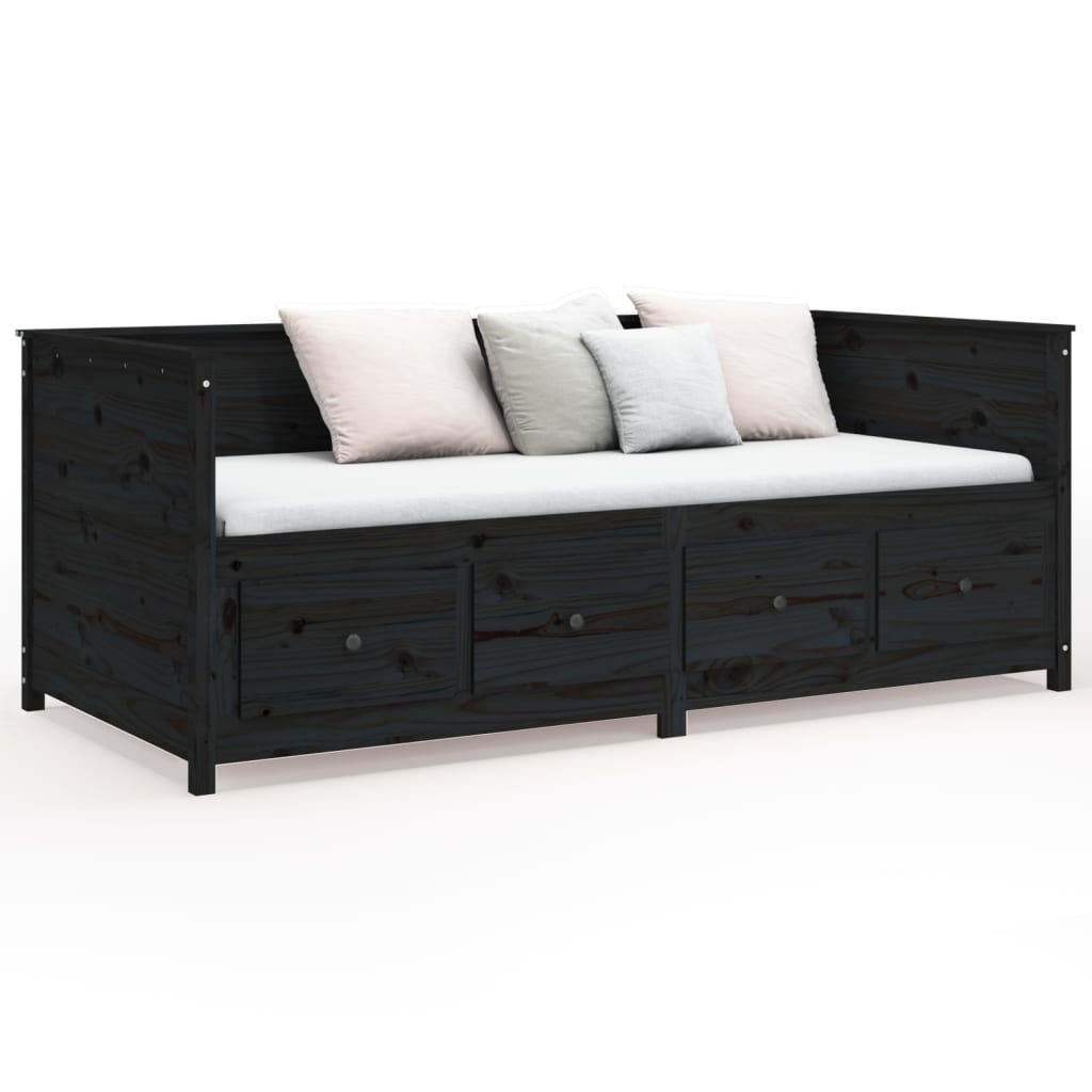 vidaXL Sofá cama sin colchón madera maciza de pino negro 80x200 cm