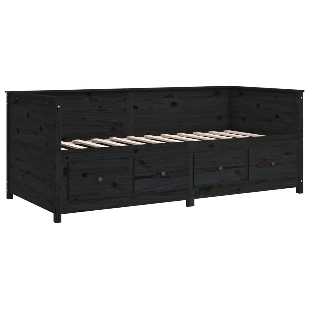 vidaXL Sofá cama sin colchón madera maciza de pino negro 80x200 cm