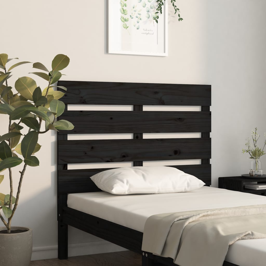 vidaXL Cabecero de cama madera maciza de pino negro 100x3x80 cm