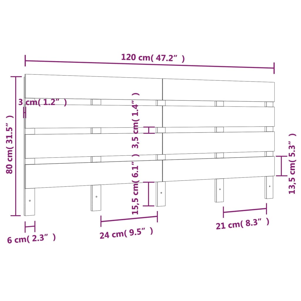 vidaXL Cabecero madera maciza de pino blanco 120x3x80 cm