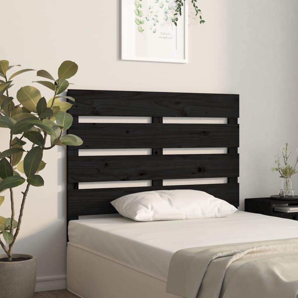 vidaXL Cabecero de cama madera maciza de pino negro 75x3x80 cm