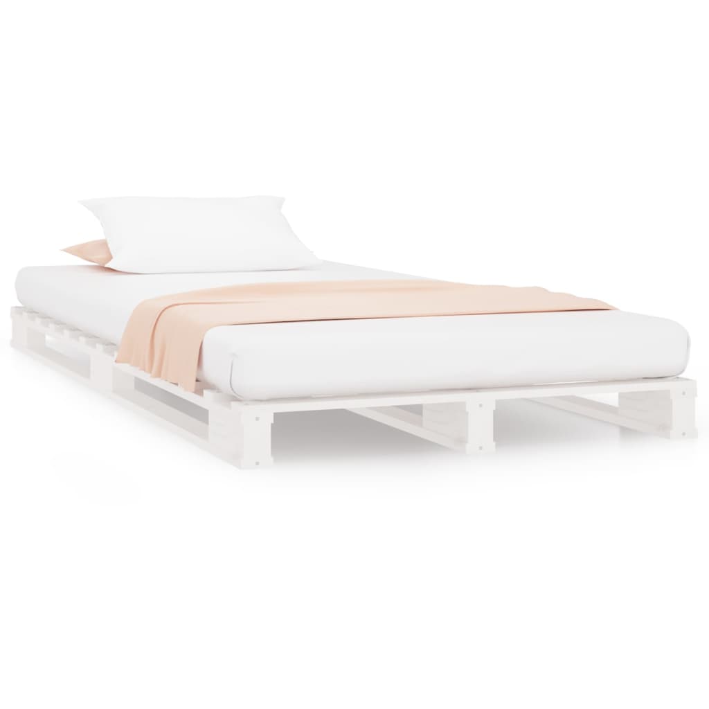 vidaXL Cama de palets madera maciza de pino blanco 90x200 cm