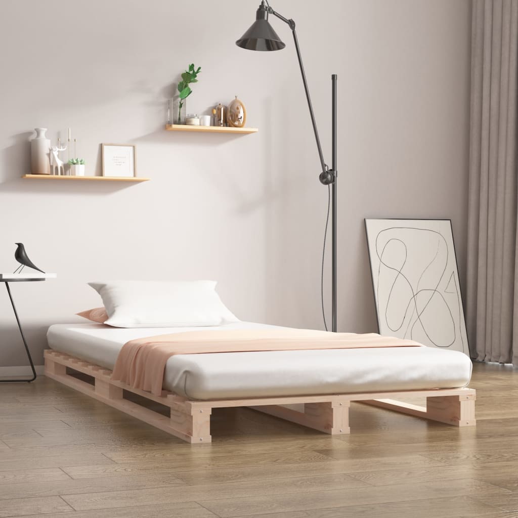 vidaXL Cama de palets madera maciza de pino 100x200 cm