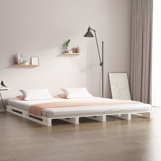 vidaXL Cama de palets madera maciza de pino blanca 120x200 cm