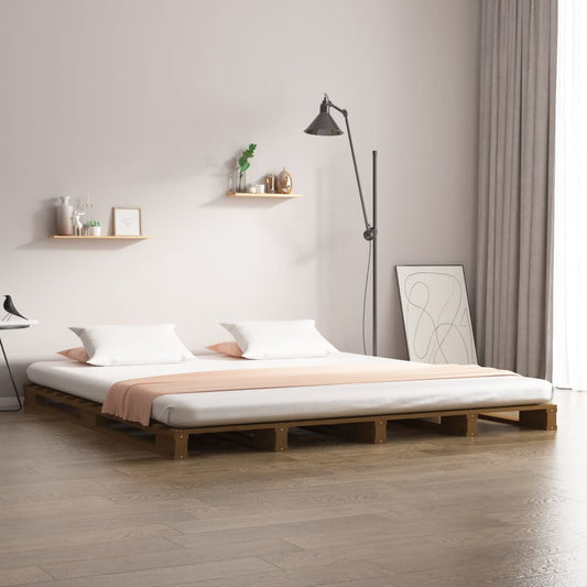 vidaXL Cama de palets de madera maciza de pino marrón miel 120x200 cm