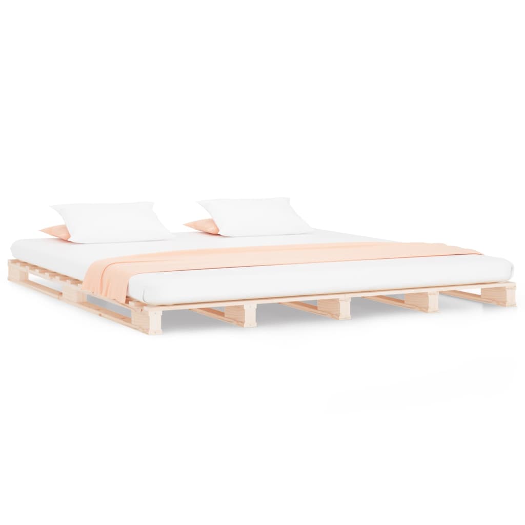 vidaXL Cama de palets de madera maciza de pino 140x200 cm