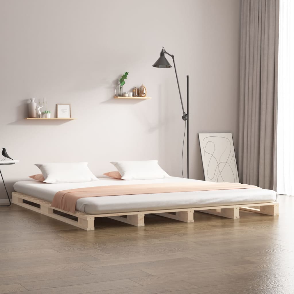 vidaXL Cama de palets de madera maciza de pino 140x200 cm