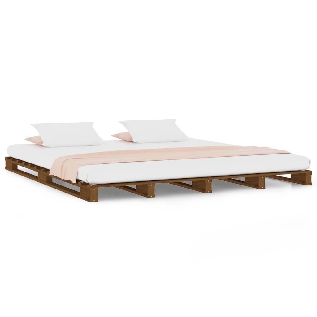 vidaXL Cama de palets madera de pino marrón miel King Size 150x200 cm