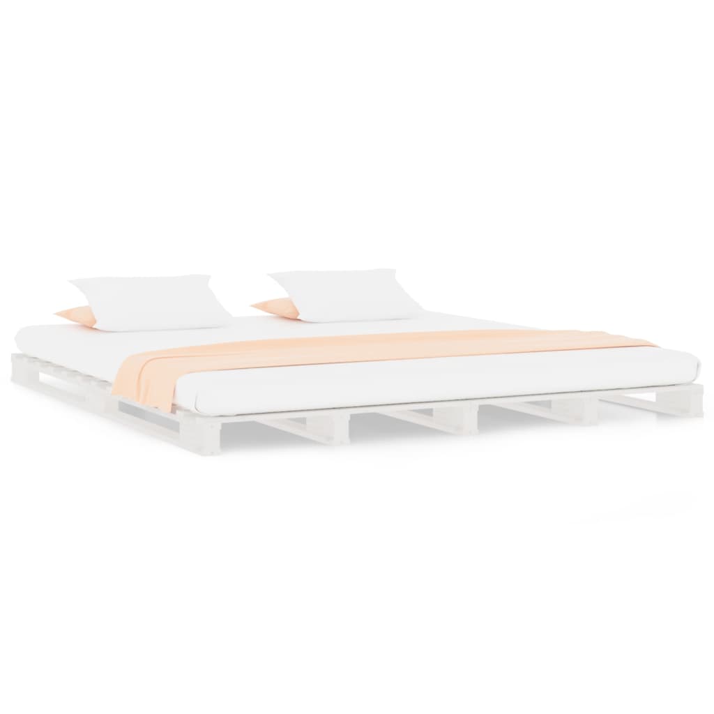 vidaXL Cama de palets de madera maciza de pino blanca 200x200 cm